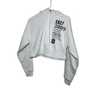 Lacoste Minecraft Crop Pullover Jacket Women Size 34 Small White Hoodie